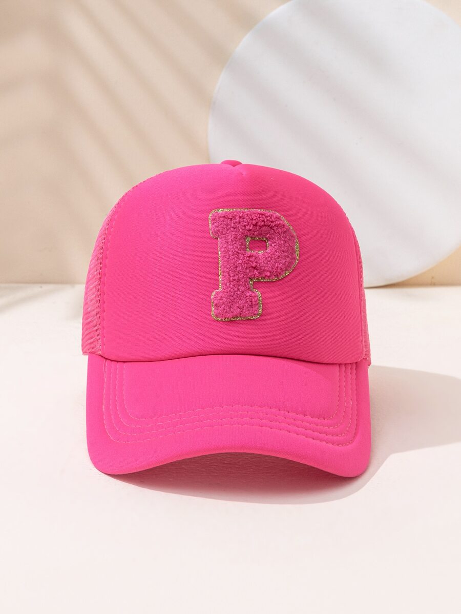 Chữ cái Patch Chi tiết Mũ Trucker - Màu Hồng Tươi - Xem 1