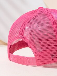 Chữ cái Patch Chi tiết Mũ Trucker - Màu Hồng Tươi - Xem 3