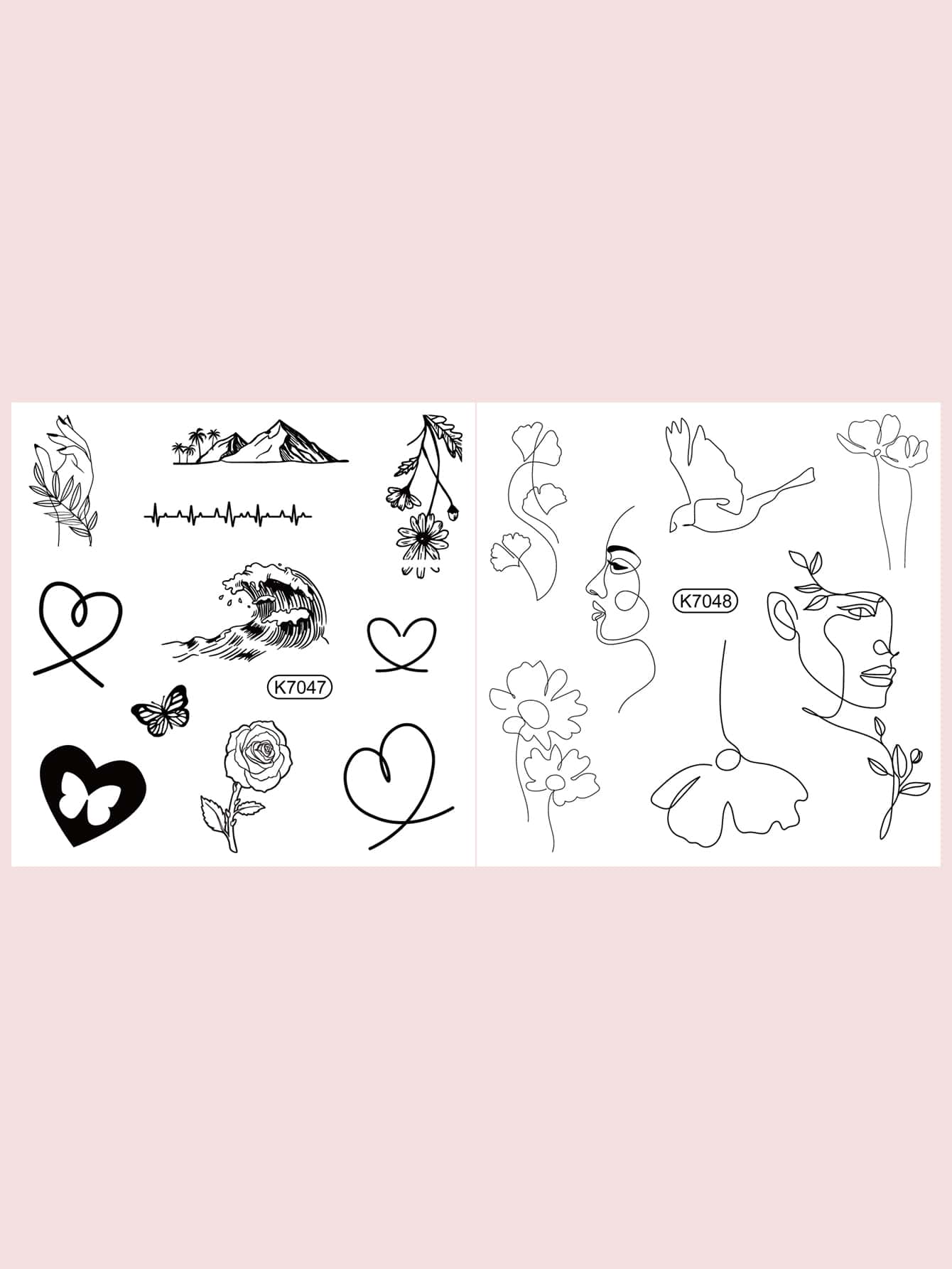 Bộ dụng cụ dán hình xăm , 2 Sheets Line Art Hình xăm tạm thời cho phụ nữ , Mix Hình xăm dán người lớn , Fake Tattoos That Look Real , For Men, Women and Girls - màu đen - Xem 1