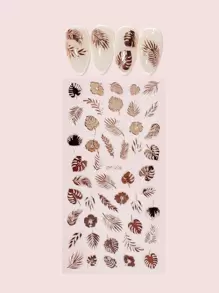 1sheet Leaf Pattern Nail Art Sticker Nail Stickers DIY - Dusty Pink - View 1