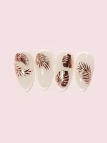 1sheet Leaf Pattern Nail Art Sticker Nail Stickers DIY - Dusty Pink - View 2
