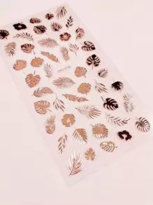 1sheet Leaf Pattern Nail Art Sticker Nail Stickers DIY - Dusty Pink - View 6