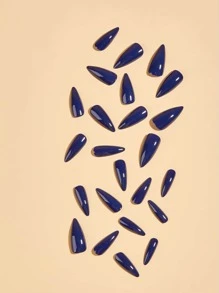 24 cái Móng Tay Giả Rắn & 1 Miếng Băng & 1 Cái Dũa Móng Tay - Màu xanh hải quân - Xem 2