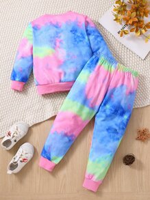 Bộ thời trang bé gái Túi Lá thư Cà vạt nhuộm Giải trí - Nhiều màu - Xem 2