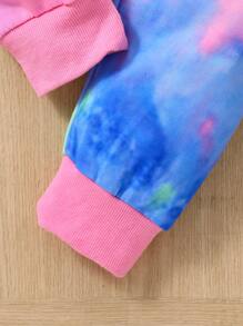 Bộ thời trang bé gái Túi Lá thư Cà vạt nhuộm Giải trí - Nhiều màu - Xem 5