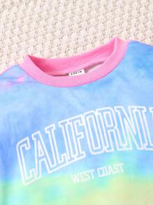 Bộ thời trang bé gái Túi Lá thư Cà vạt nhuộm Giải trí - Nhiều màu - Xem 6