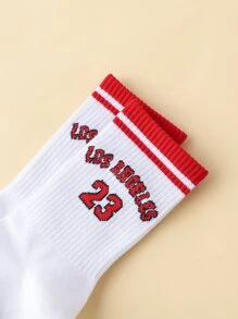 Men Letter Graphic Crew Socks - White - View 3