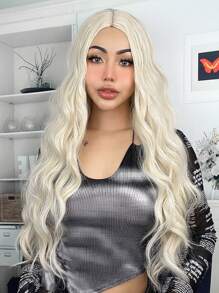 Pelucas Sintéticas Resistentes Al Calor, Largas, Onduladas, Rizadas, Parte Media, Rubia, 32 Pulgadas, Pelucas De Mujer Elegantes Y Baratas, Para Uso Diario, Para Principiantes - Dorado - Ver 1