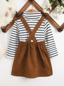 Toddler Girls Striped Tee & Pinafore Dress - Multicolor - View 2