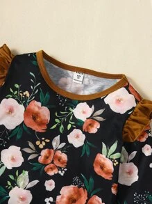 Toddler Girls Floral Print Ruffle Trim Sweatshirt & Sweatpants - Multicolor - View 6