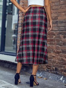 Plaid Longline Skirt - Multicolor - View 2