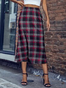 Plaid Longline Skirt - Multicolor - View 3