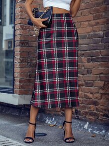 Plaid Longline Skirt - Multicolor - View 4