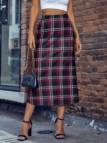 Plaid Longline Skirt - Multicolor - View 5