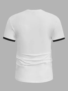 Manfinity VCAY Áo Phông Nam Cổ Chữ V Tay Ngắn Khẩu Hiệu TEE Đơn Giản Thoáng Mát Mùa Hè - trắng - Xem 2