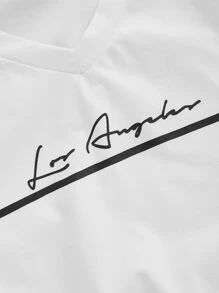 Manfinity VCAY Áo Phông Nam Cổ Chữ V Tay Ngắn Khẩu Hiệu TEE Đơn Giản Thoáng Mát Mùa Hè - trắng - Xem 4