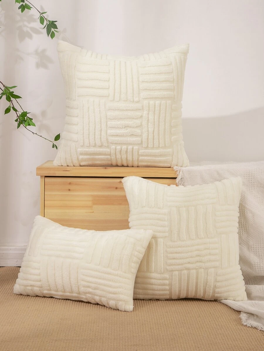 Miater 1 件幾何圖案蓬鬆提花枕套