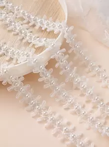 1pc Faux Pearl Trang trí nội thất DIY Webbing - trắng - Xem 1