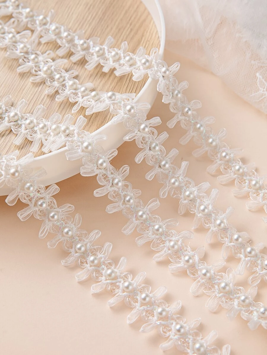 1pc Faux Pearl Trang trí nội thất DIY Webbing - trắng - Xem 1