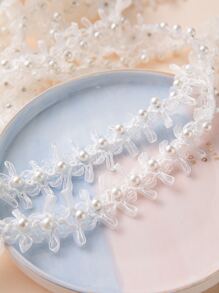 1pc Faux Pearl Trang trí nội thất DIY Webbing - trắng - Xem 2