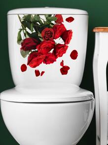 1pc Floral Pattern Toilet Lid Decal, Stickers, Wall Decal, Vinyl Decal For Home Decorations, Spring Decoration Items Refresh Your Home, Festival Decoration Stickers Gifts Birthday Graduation - Multicolor - View 4