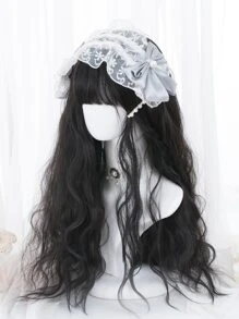 alicegarden 長款卷人造假髮帶劉海 - 黑色 - 查看 1