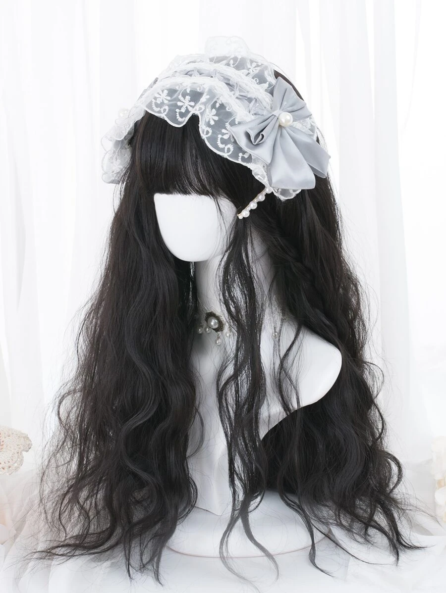 alicegarden 長款卷人造假髮帶劉海 - 黑色 - 查看 1