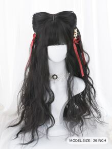 alicegarden 長款卷人造假髮帶劉海 - 黑色 - 查看 7