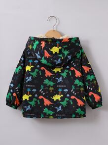 SHEIN 幼童恐龍印花絨毛內裡帽風衣,不含毛衣