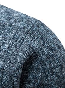 Manfinity 男士雜色針織半拉鏈套頭毛衣 - 灰色 - 查看 4