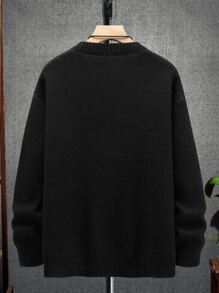 Manfinity EMRG Men Halloween Skull Pattern Drop Shoulder Sweater - Black - View 2
