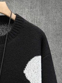 Manfinity EMRG Men Halloween Skull Pattern Drop Shoulder Sweater - Black - View 5