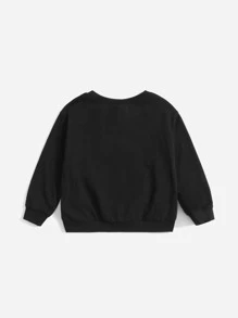 SHEIN Baby Slogan & Motorcycle Print Pullover - Black - View 2