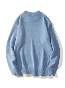 Manfinity Men Contrast Trim Jumper - Dusty Blue - View 2