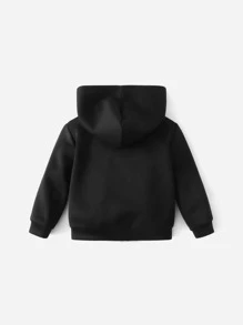 SHEIN Baby 1pc Letter Graphic Hooded Jacket - Black - View 2