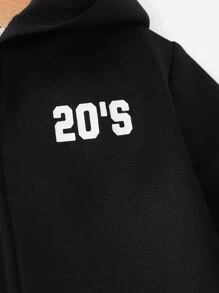 SHEIN Baby 1pc Letter Graphic Hooded Jacket - Black - View 3