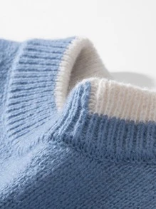 Manfinity Men Contrast Trim Jumper - Dusty Blue - View 4