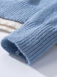 Manfinity Men Contrast Trim Jumper - Dusty Blue - View 5