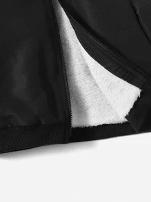 SHEIN Leap Crew Baby Boy Zip Up Bomber Jacket,In Fall/Winter - Black - View 4