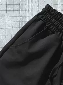 Aesthetic Post Quần Short Nam Dây kéo Túi Lá thư Giải trí - màu đen - Xem 3