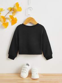 SHEIN Baby Heart & Letter Graphic Sweatshirt - Black - View 2