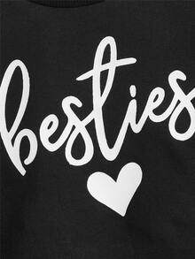 SHEIN Baby Heart & Letter Graphic Sweatshirt - Black - View 3