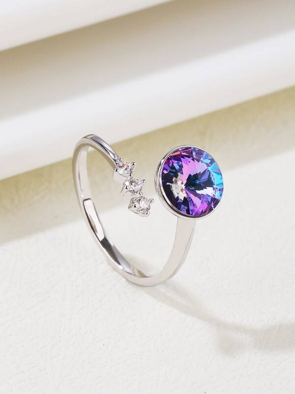 Rhinestone Decor Cuff Ring