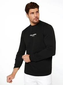 GENTILAND Men Letter Graphic Sweatshirt - Black - View 6