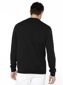 GENTILAND Men Letter Graphic Sweatshirt - Black - View 3