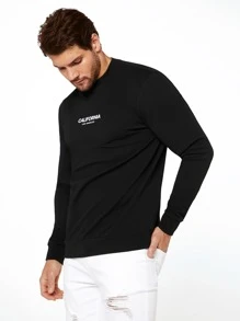 GENTILAND Men Letter Graphic Sweatshirt - Black - View 5