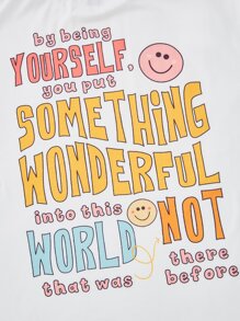 LittlestoMiddles 卡通和標語圖案T恤 - 白色 - 查看 3