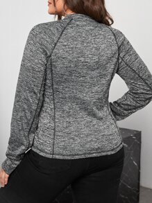 SHEIN EZwear 大碼雜色針織拉鏈開襟夾克