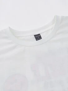 LittlestoMiddles 卡通和標語圖案T恤 - 白色 - 查看 4