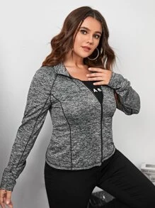 SHEIN EZwear 大碼雜色針織拉鏈開襟夾克